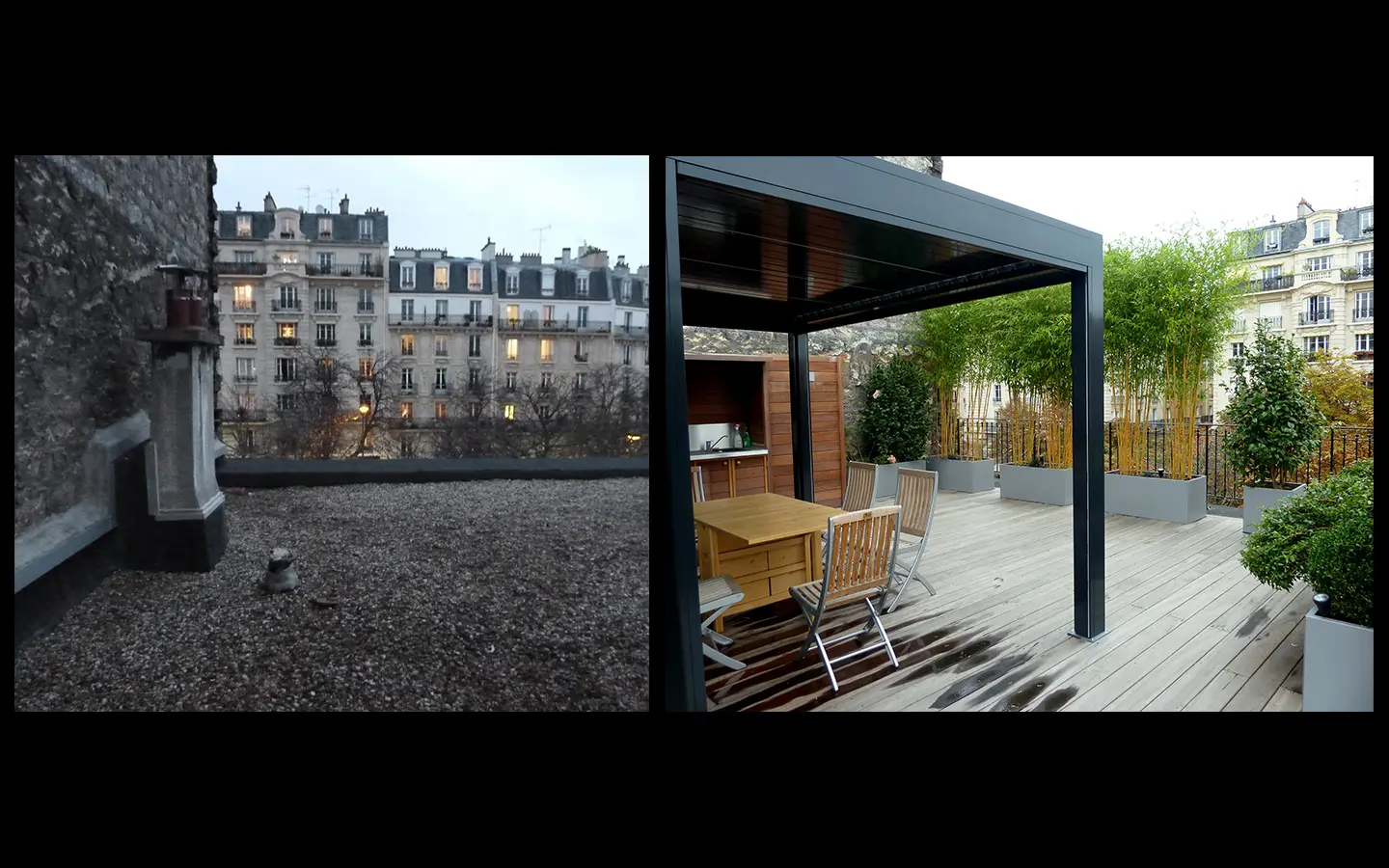 Jardiniere sur mesure metal avec bambous